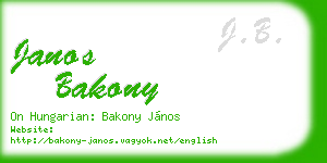 janos bakony business card
